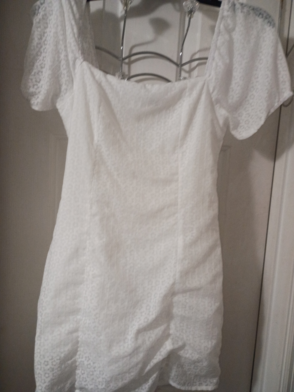 Altar'd State White Flower Print Sheer Overlay  Mini Dress XS